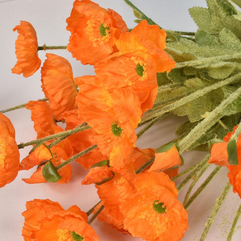 4 Heads Artificial Bouquet Simulation Poppies Fake Silk Flower For Home Wedding Party Decoration