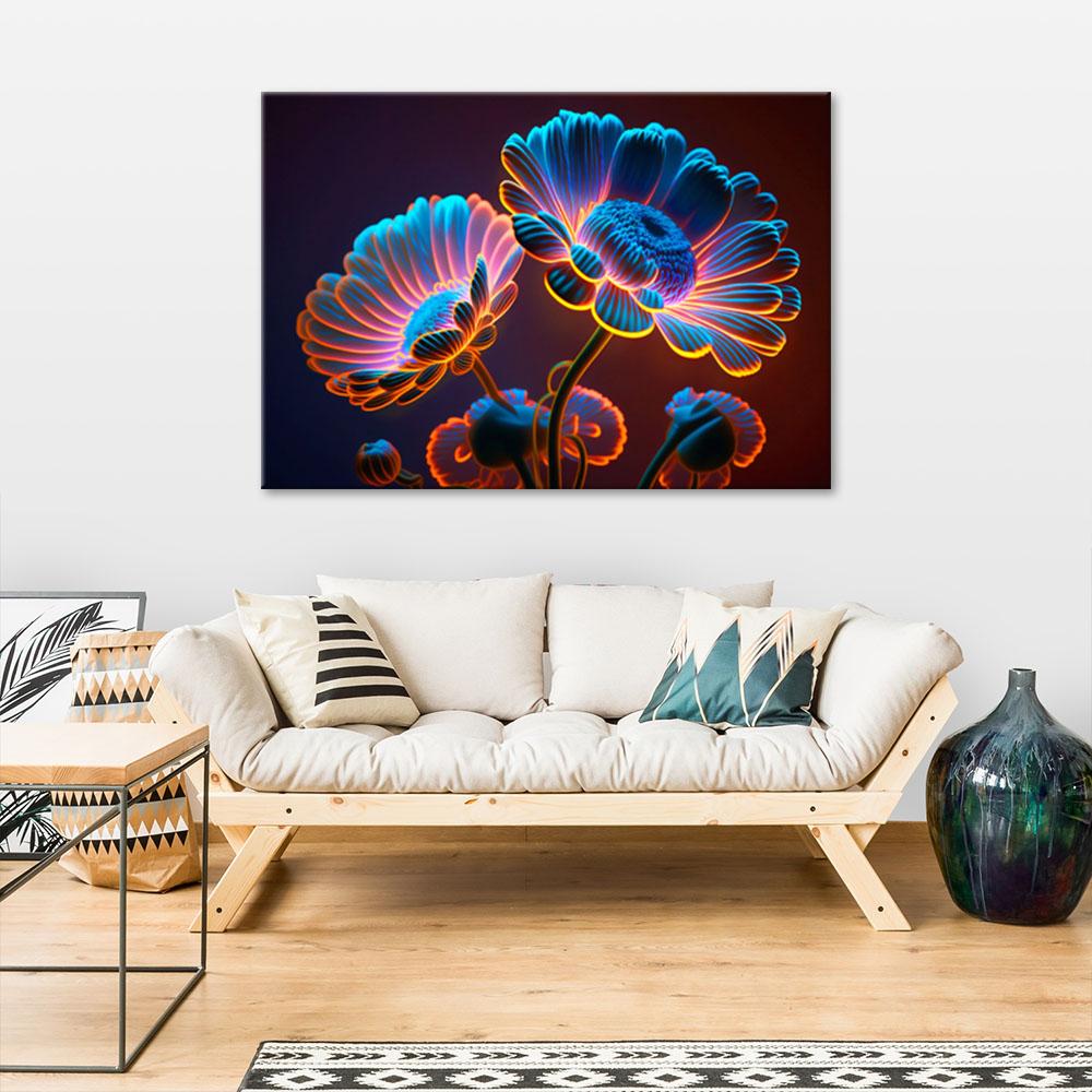 Canvas print, Neon flowers