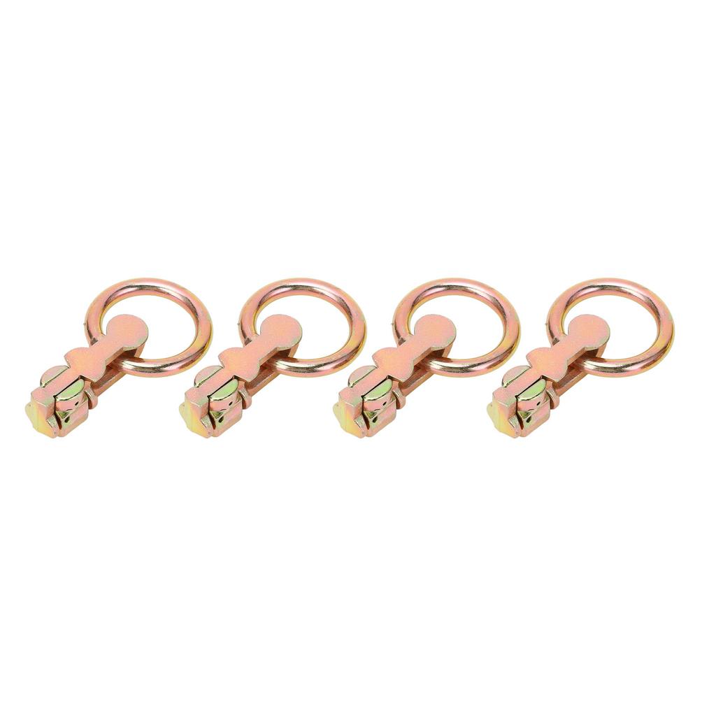 4PCS L Track Double Stud Tie Down Fitting Carbon Steel L Track Fitting with O Ring for Truck Bed