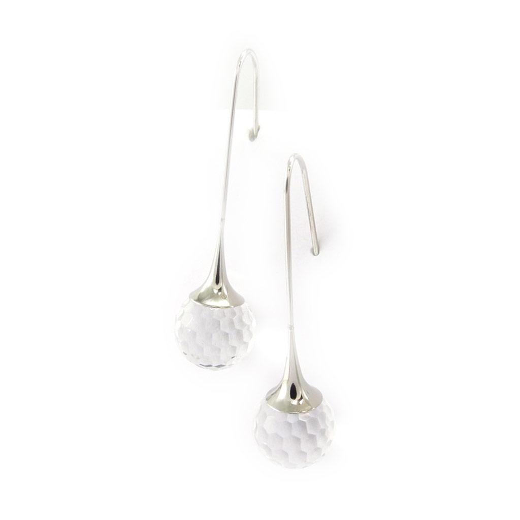 Les Trésors De Lily [K5161] - Silver White 'Sissi' Steel Earrings - 12 Mm