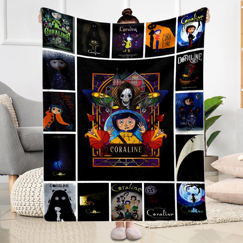 Coraline's Magical Adventure Flannel Blanket-Soft and Suitable for Sofas,Beds,Offices,Travel,All Seasons,Great Gift for Holidays and Birthdays.