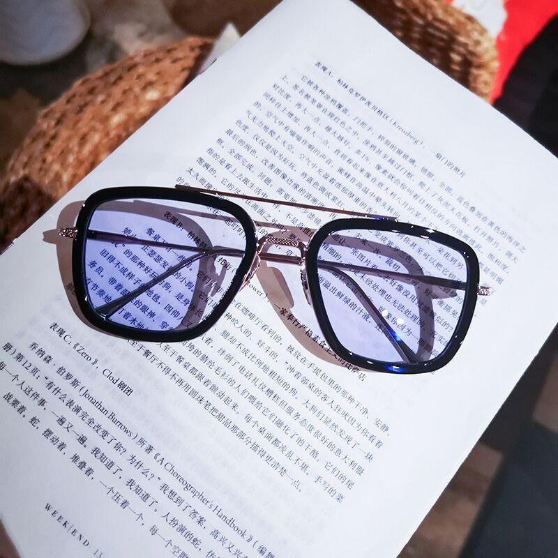 Attractive Glasses Men's New Metal Sunglasses For Trendy Glasses, Fashionable Box Shaped Uv Resistant Sunglasses