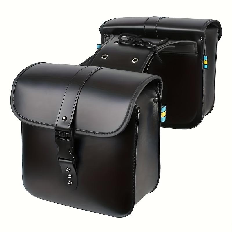 1 Pair of Waterproof PU Leather Motorcycle Saddlebags Detachable Strap Side Storage Toolkit & Tail Luggage