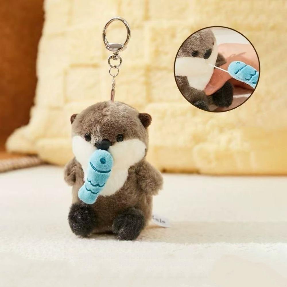 Cuddly Filled Otter Plushie Keyholder Furry Cottonfabric Comic Otter Charm Pouch Dangling 11Cm Filled Otter Figure Twosome Key Chain