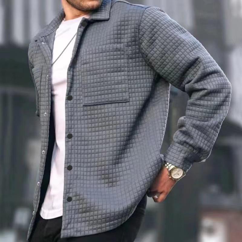 Pánský svrchní odepínací límec Móda Ležérní Cardigan Malý čtvercový Dlouhý rukáv Košile Bunda Velká velikost