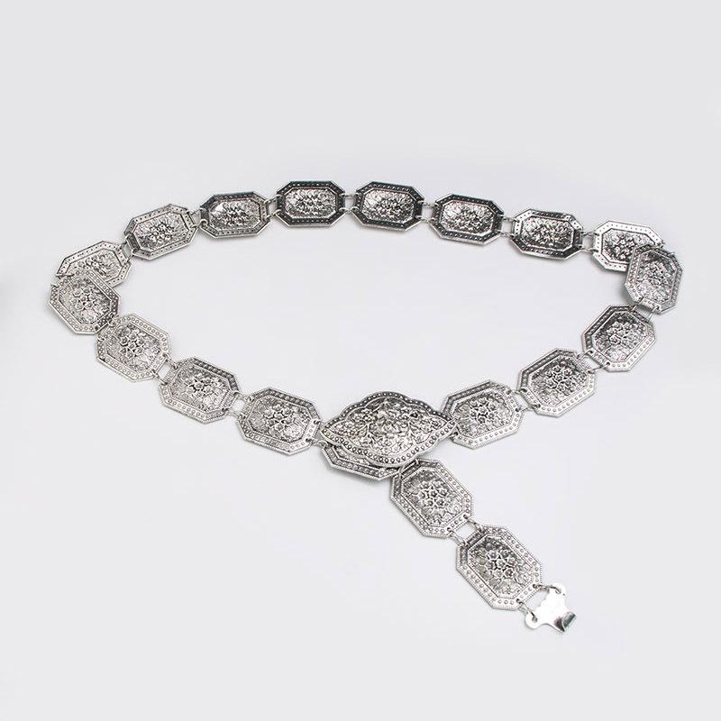 Women's Retro Ethnic Metal Waist Chain Belt for Belly Dance and Dress Decoration