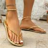 Woman Roman Beach Shoes Large Size Footwear Clip Toe Gold Silver Gladiator Sandals Women 2026 Summer Ankle Straps Flat Sandals