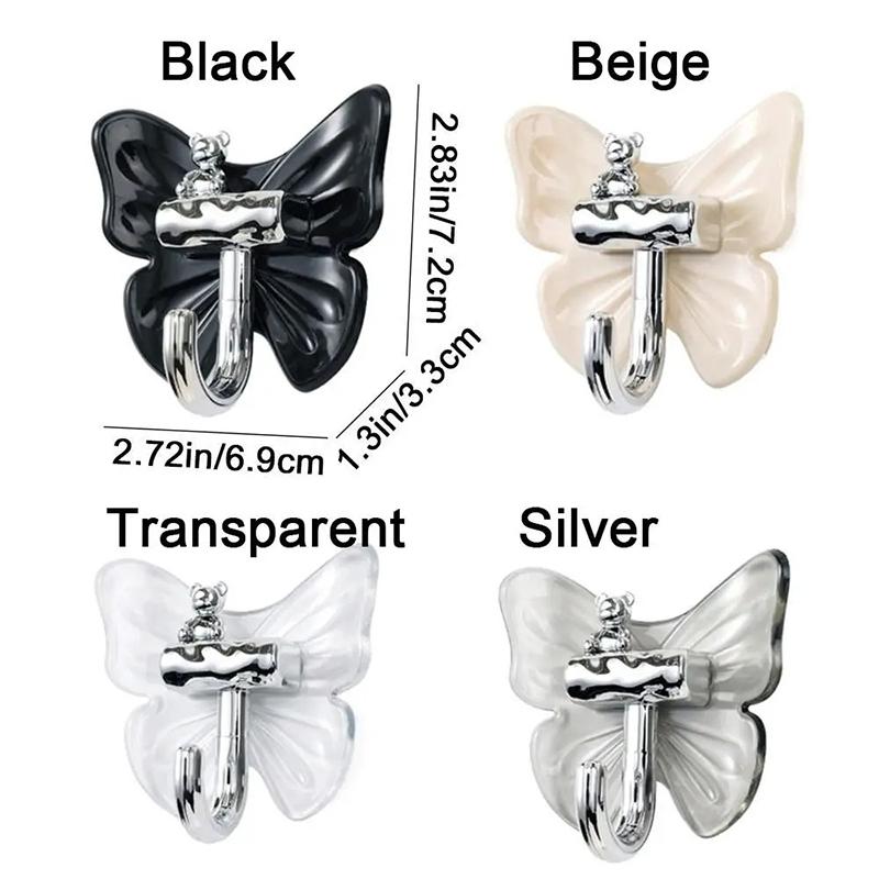 8 Pcs Plastic Butterfly Wall Hooks Wall Mounted Self Adhesive Butterfly Storage Hanger Moisture-proof Decorative Key Holder