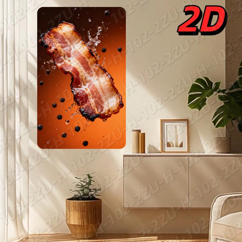 Metal Wall Art Decor  Crispy Bacon Kitchen Art Durable Vibrant Metal Sign for Home Kitchen Wall Decor 20x30cm