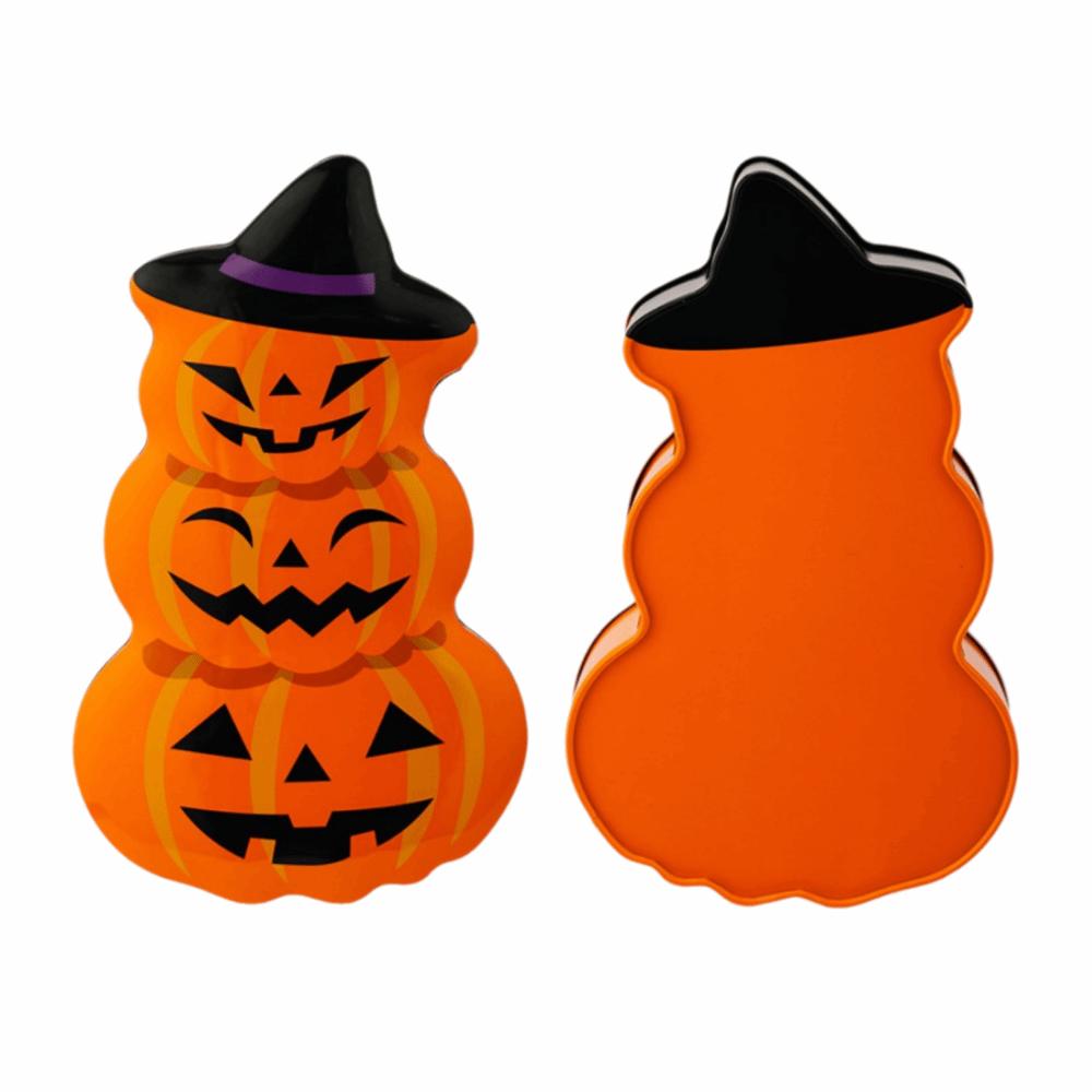 Decorative Halloween Pumpkin Face Tinplate Box Cartoon Pumpkin Face Cookie Box Party Supply