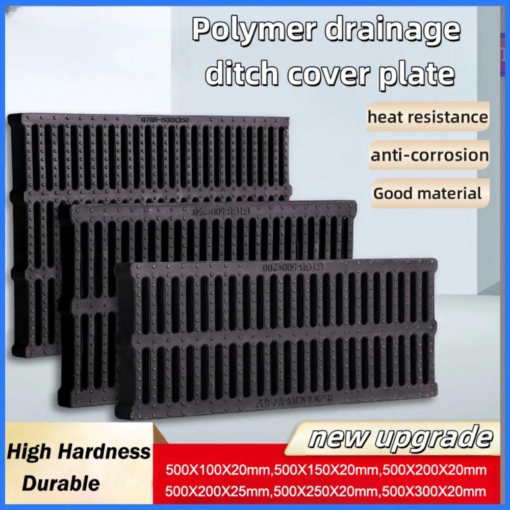 New High Strength Trench Cover Resin Plastic Rectangular Garage Floor Drain Black Grates Drainage Outdoor