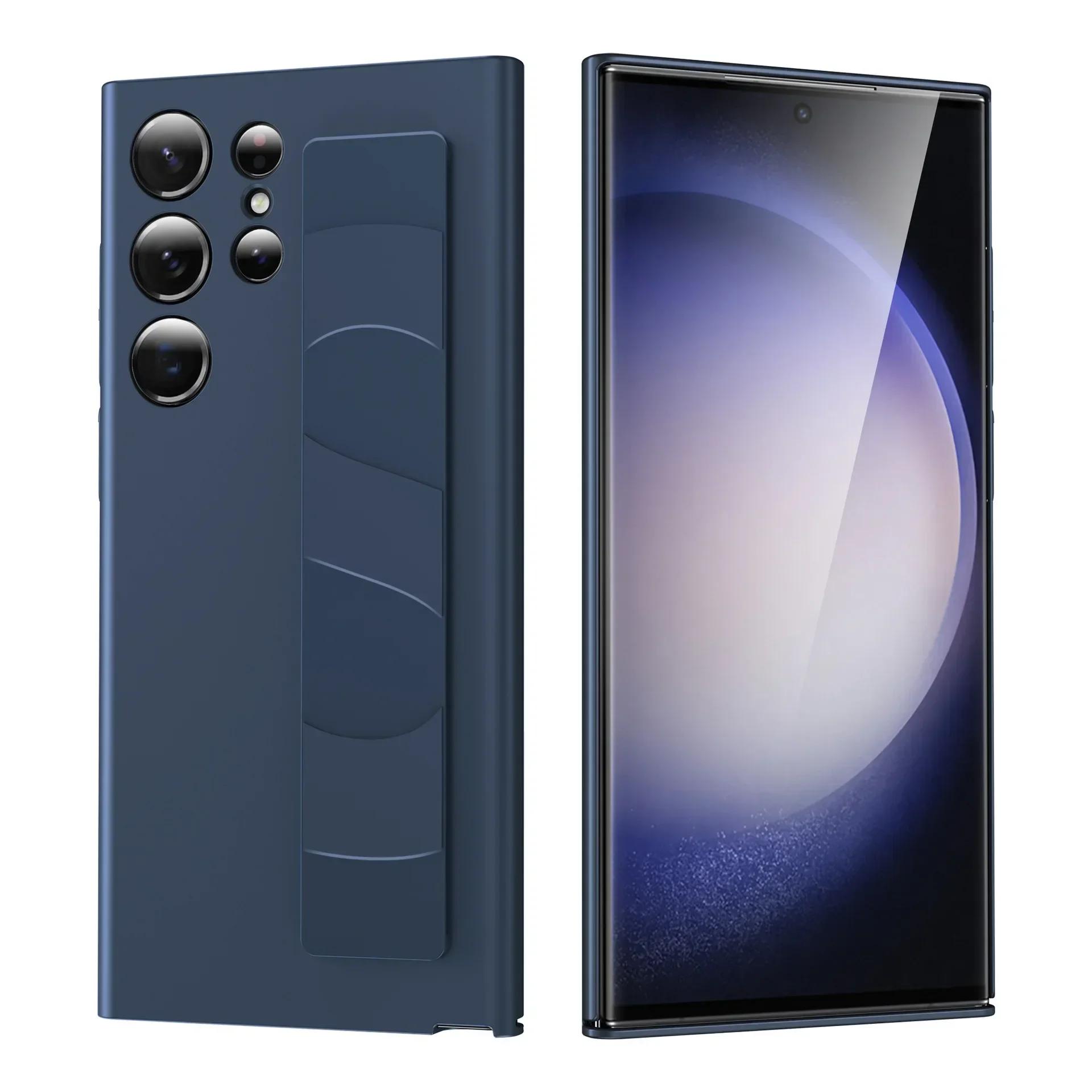 

Чехол для телефона с ремешком на запястье для Samsung Galaxy S25 S24 S23 Ultra Plus Fold 6 5 4 5G Защитный корпус Силиконовый ремешок на запястье Матовый Galaxy S23 синий