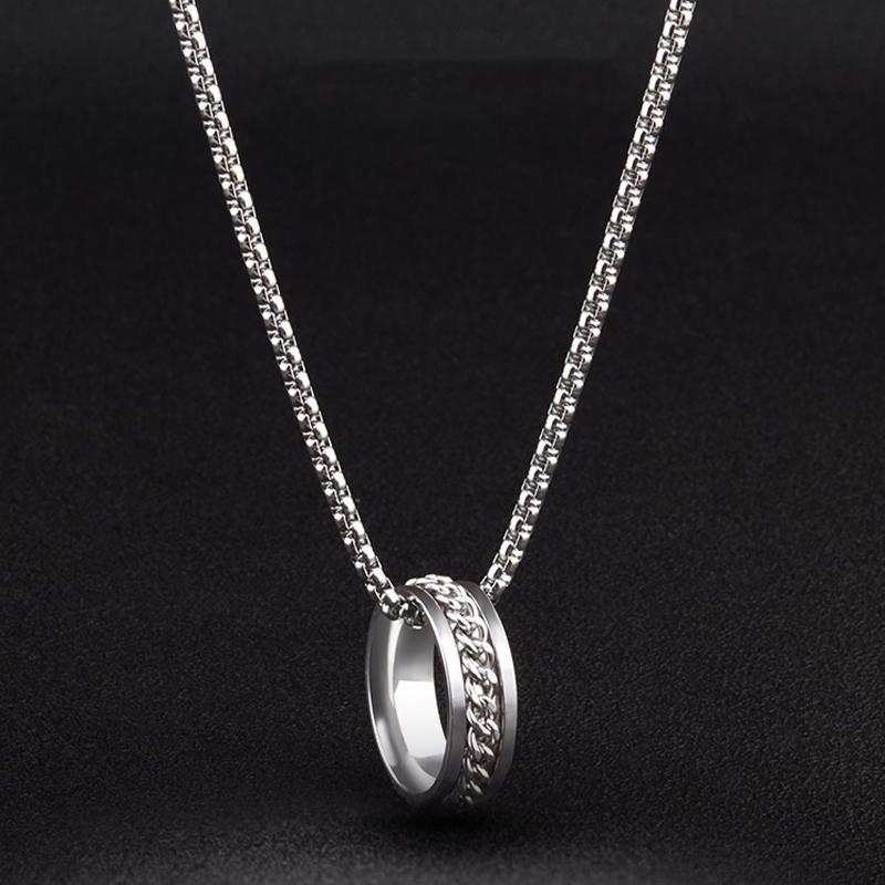 Brand All-Match Ring Necklace Dual-Use Men'S Pendant Simple Women'S Hip-Hop Personality Titanium Steel Accessories