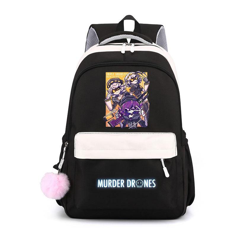 Murder Drones Backpack Teenager Daily Backpack Hot Anime High Capacity Rucksack Student Schoolbag Purple Bookbag Christmas Gift