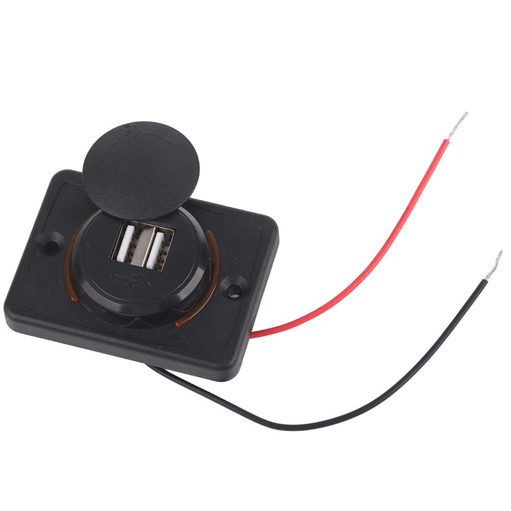 3.1A 12V/24V Black Car Dual USB Port Power r Socket Outlet with LED (White)