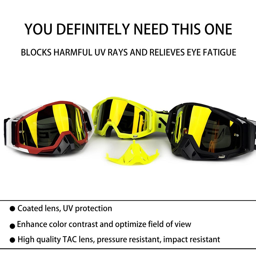 NAFEIB Motorcycle Motocross Sunglasses, Windproof & Shatter-Resistant Goggles for MTB, ATV & Off-Road Sports