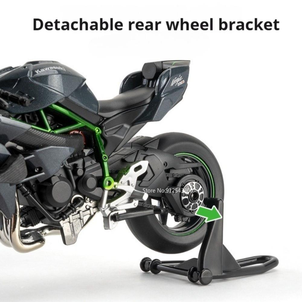 1:12 Scale Kawasaki H2R 400 Motorcycle Model Toy Car Alloy Fuel Tank Rubber Tires Motorbikes Shock Absorption Toys for Kids Gift