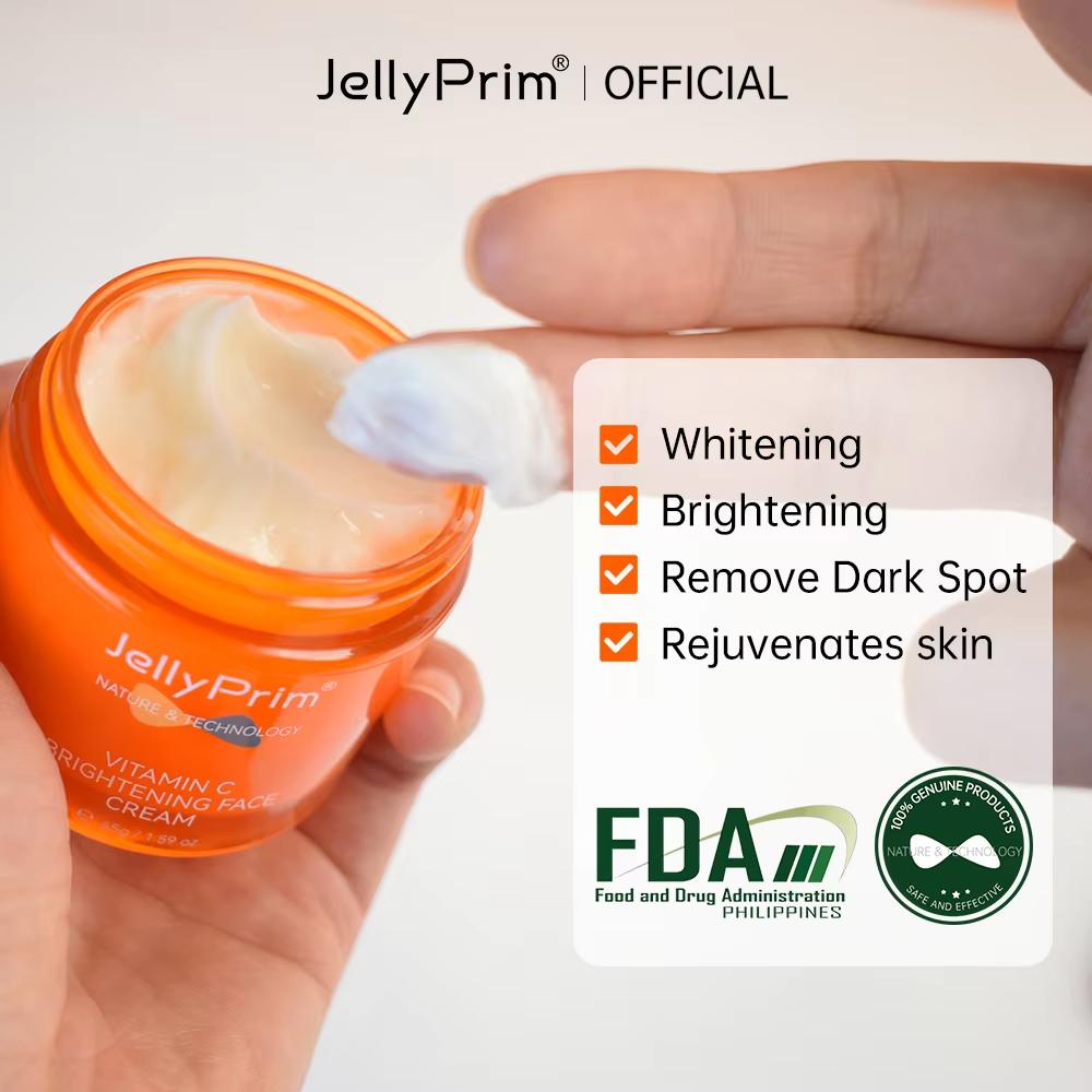 JellyPrim Vitamin C Serumsett for Ansikt Øyekrem Øyeposer Mørke Ringer Vitamin Ansiktskrem Blekende Toner Hudpleiesett Aldersforebyggende
