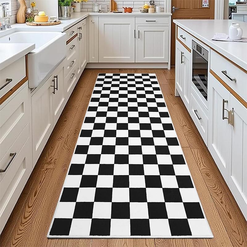 Corridor Carpet Colorful Plaid Carpets Runner Rug Machine Washable Floor Mat Home Decoration Rug for Bedroom Bedside Foot Mats