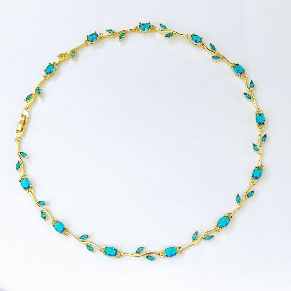 Multicolour Rose Flower Necklace Light Luxury Crystal Leaf Necklace Zircon Necklace Women Girls
