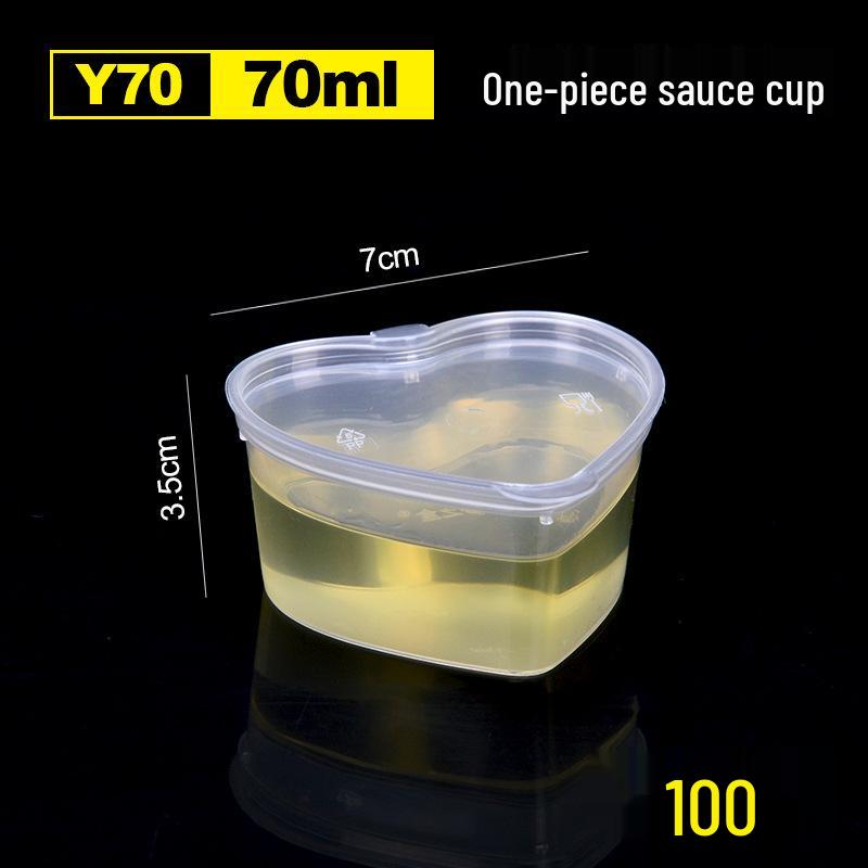100 Tazzine di Plastica Monouso per Salse con Coperchio - Ideali per Polpa di Frutto della Passione, Salsa Piccante, Salsa di Soia e Condimenti
