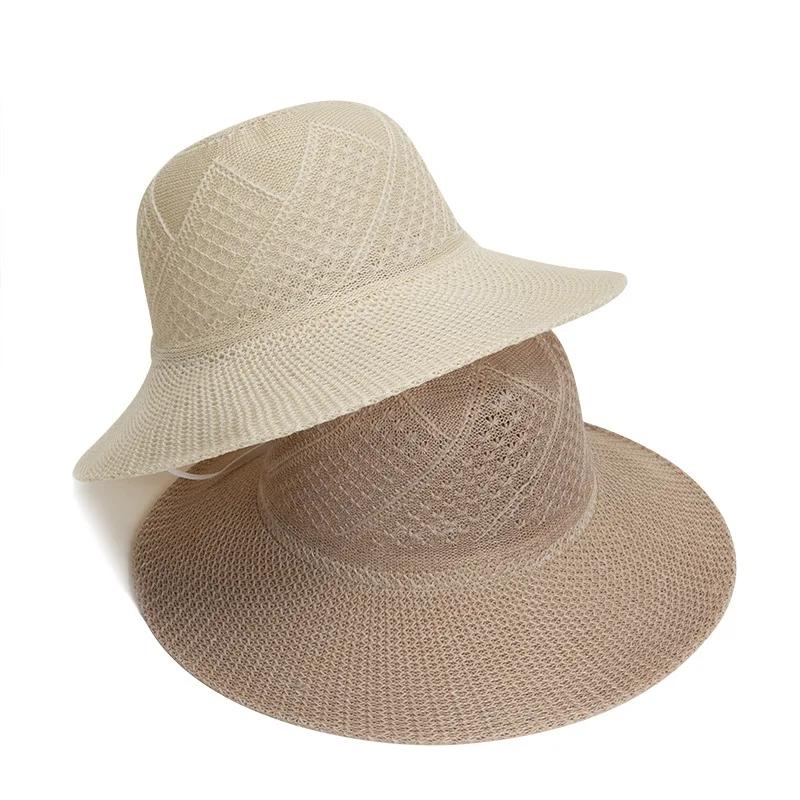 Solid Color Foldable Straw Hats For Women Wide Brim Weave Panama Beach Sun Hat Female Summer Outdoor Travel Uv Protection Caps