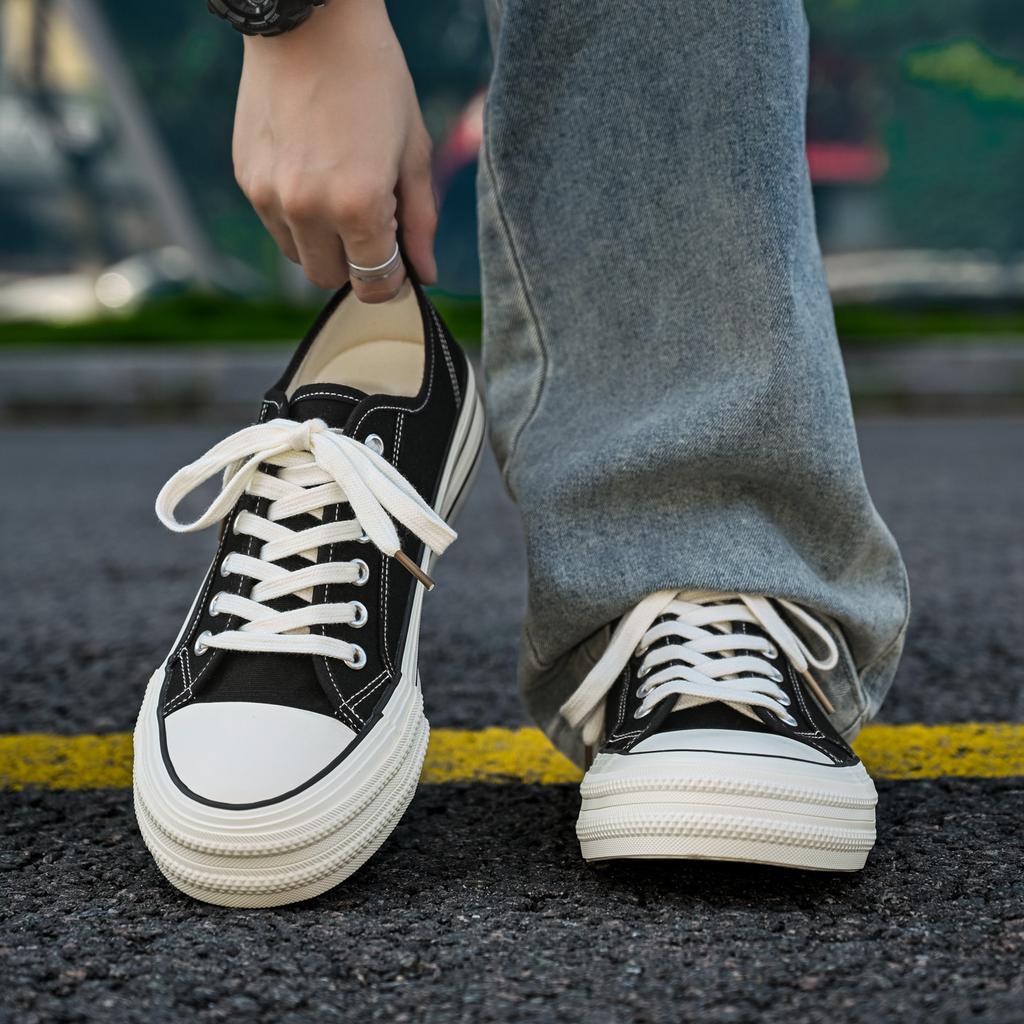 Fashionable Breathable Platform Soft Men'S Vulcanized Shoes Men'S Canvas Shoes Concise Lightweight Lace-Up Unisex Men'S Sneakers