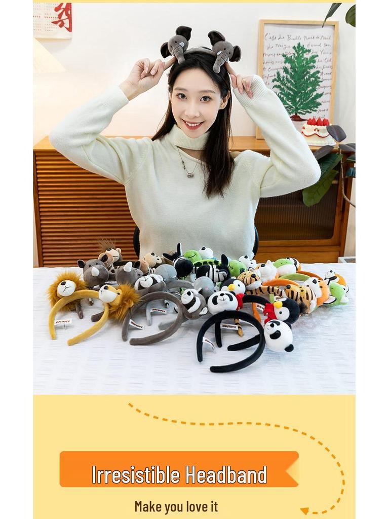 Cute Cartoon Plush Animal Ears Headband - Funny Face-Washing Hair Accessory