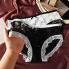 Sexy Transparent Lace Flower Panties New Fashion Middle Waist Bowknot Mesh Underwear for Women Lingerie