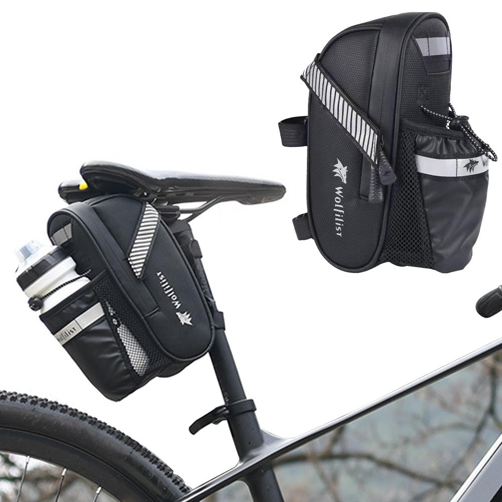 PU Bike Seat Bag Bike Saddle Bag Large Capacity Cycling Seat Bag Waterproof Water Bottle Bag Reflective Cycling Accessories China Mainland