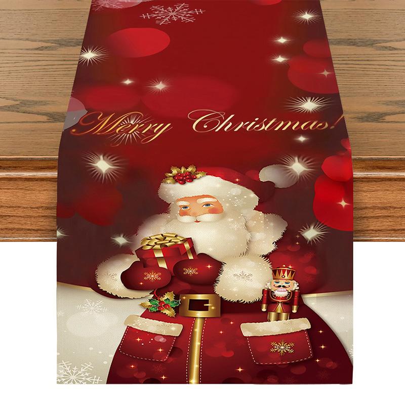 1PC Print Snowman For Home Xmas Table Decor Creative Christmas 33*183cm Table Runner Table Mat