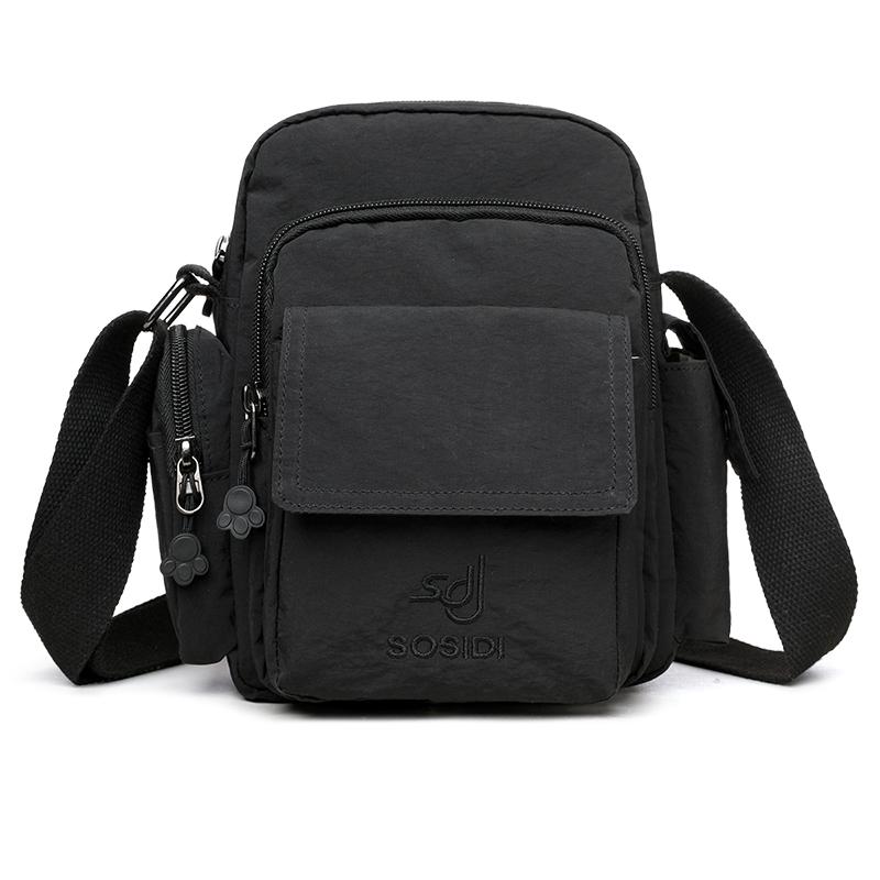 Sac Carré Petit en Nylon Imperméable Sac Léger pour Téléphone Portable pour Femmes Sac Bandoulière Commuter Multi-Poches