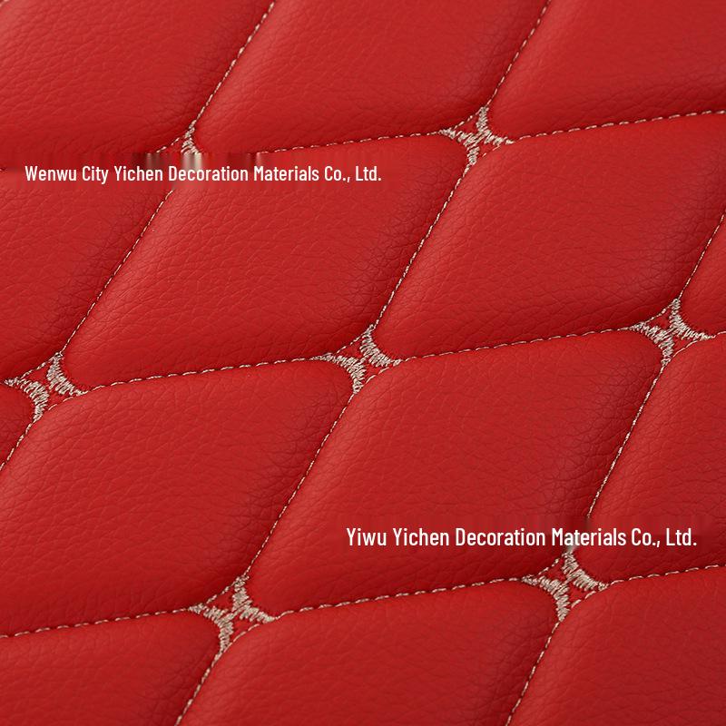 

Faux Leather Diamond Grid Car Seat Cushion with Embroidery