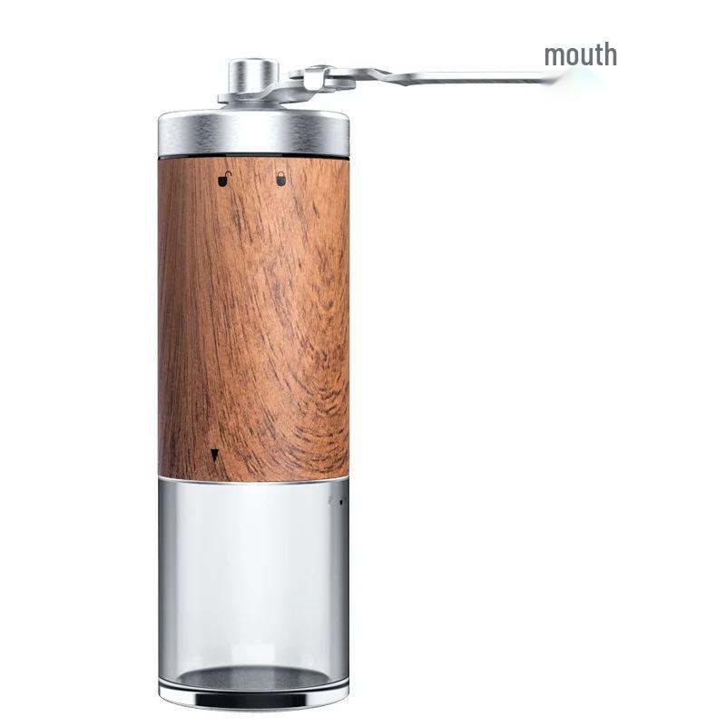 Wood Grain Stainless Steel Hand Coffee Grinder with Handle