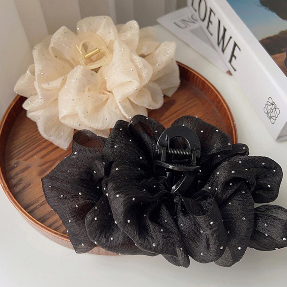 Double-Sided Mesh Silk Hairpin Plastic Ponytail Clip Advanced Sense Shark Hair Clip  Women Girls
