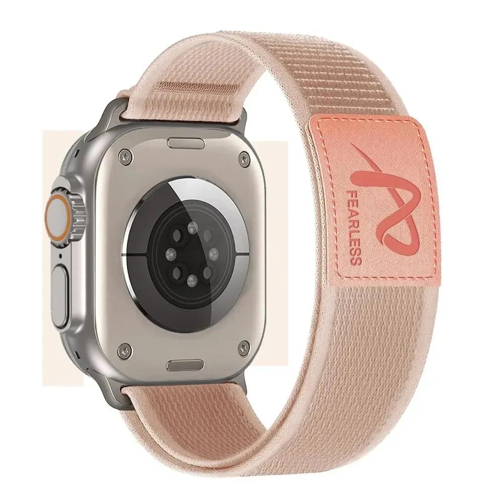 Nylon Leather Strap for Apple Watch Band Ultra 49mm 44mm 45mm 42mm 41mm 40 38mm Sport Watchband Iwatch Serise 9 8 7 6 5 Bracelet