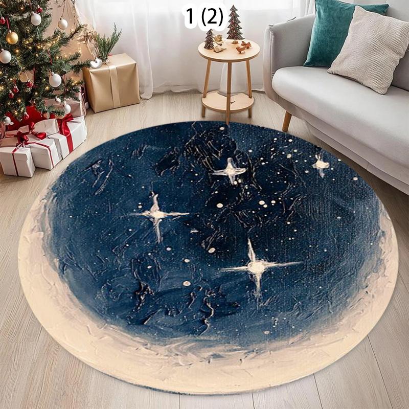 

Chic Artistic Impressionist Round Area Rug Non-slip Decorative Carpet Warm Soft Floor Mat for Living Room Bedroom 80cm x 80cm