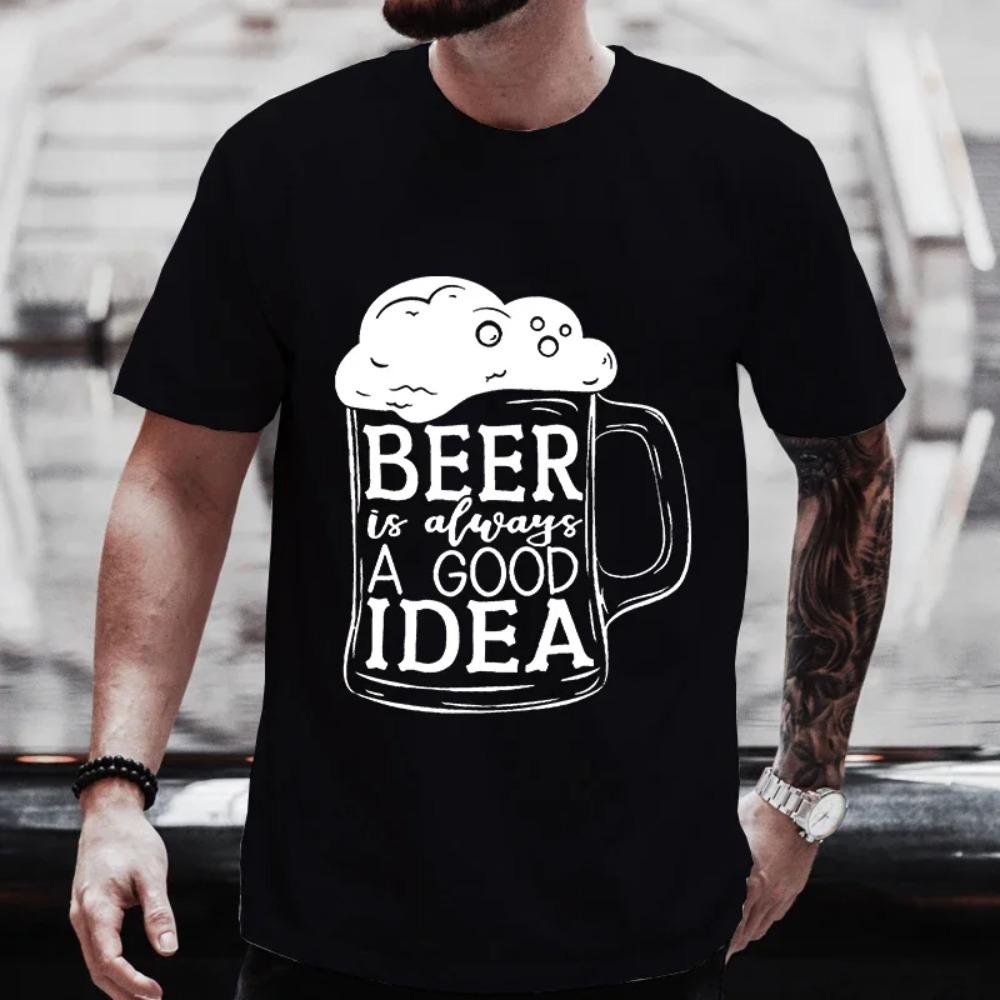 Men's T-shirts 2024 Fashion Beer DAY Graphic Y2k Clothing Male Drinking Party Streetwear Casual Short Sleeve Tees Oversized Tops