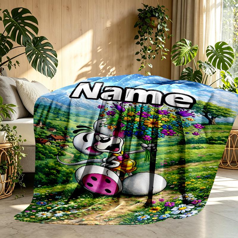 Custom Name Personalized Diddl Print Blanket, Home Decor, Bedroom, Sofa, Camping, Couch, Gifts for Birthday ChristmasEnthusiasts