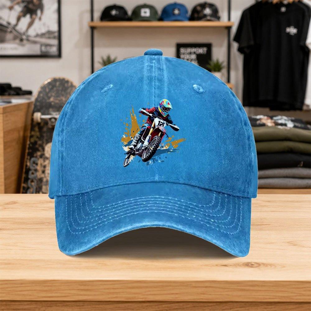 1pc New Offroad Motorcycle Washed Baseball Cap Premium Allmatch Outdoor Accessory Unisex Dad Hat Fashionable Trendy Classic