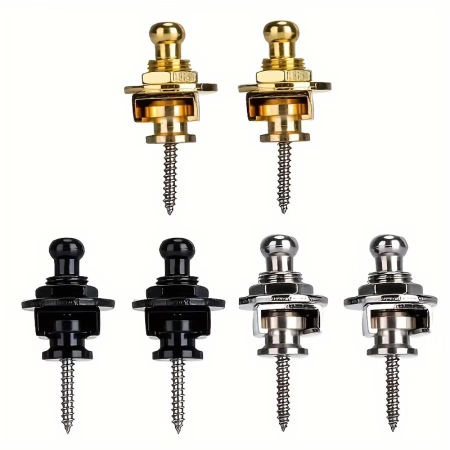 Miwayer Guitar Strap Locks 2PCS Premium Alloy Metal Security Locking Buttons Pins for Acoustic Bass Guitar Strap Retainer System