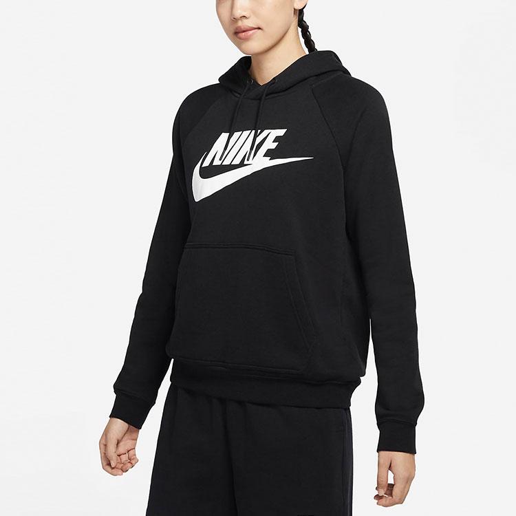 Nike Sportswear Rally Large Logo Print Knit Hoodie Women hoodies Black CU1507-010