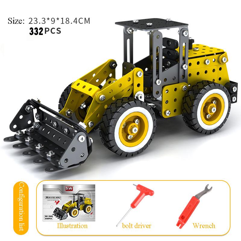 DIY Metal Assembly Engineering Car Alloy Screw Nut Assembly Building Block Forklift Motorcycle Model Children Toy Adult Gifts
