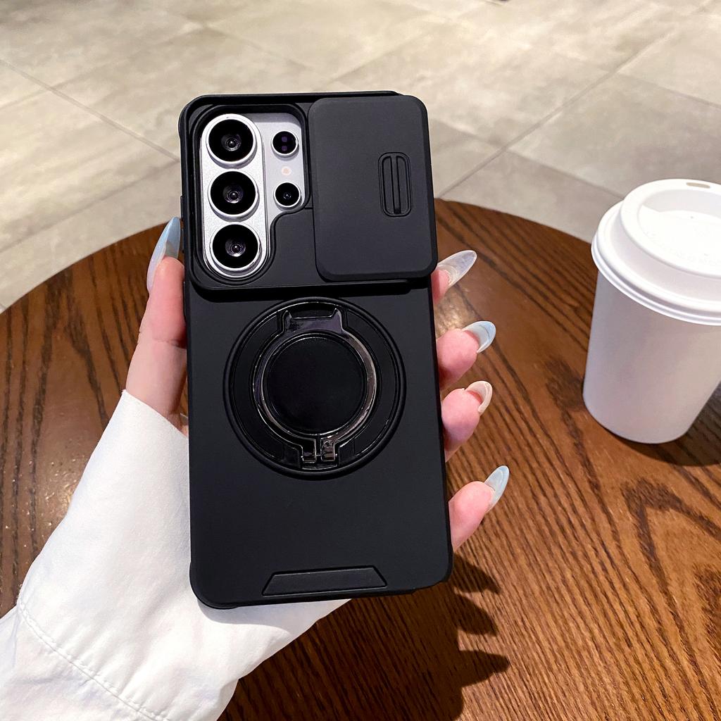 360 Rotating Magnetic Ring Holder Case for Samsung S26 Ultra S25 S24 S23 S22 Shockproof For Magsafe Camera Sliding Window Cover