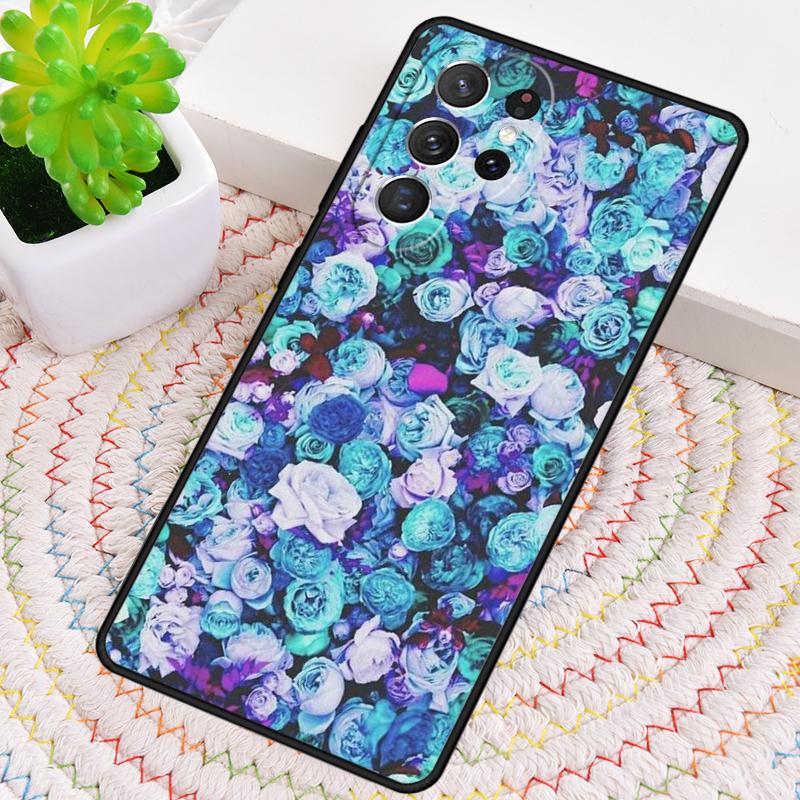 Blue Flower Phone Case for Samsung Galaxy note 10 pro S26 Ultra S23 S24 FE S25 S21 S22 PLUS shockproof Cove