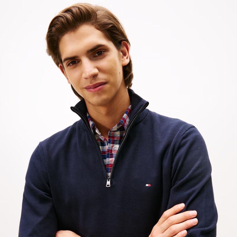 

Чоловічий трикотажний светр Tommy Hilfiger 2025 О/З з чистої бавовни з напівблискавкою S