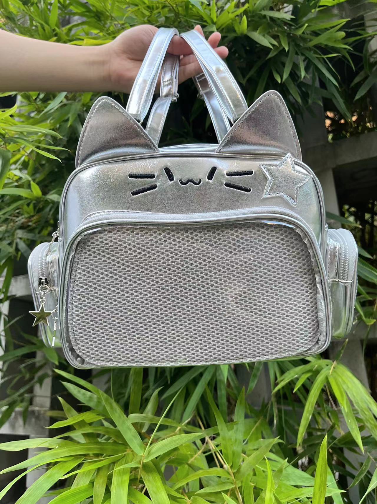 

Cat School Black Backpack Ita Bag Women New Harajuku Pu Leather Lolita Y2k Backpacks Ladies Sweet Cute Solid Mochilas Aestethic 31x20x12CM