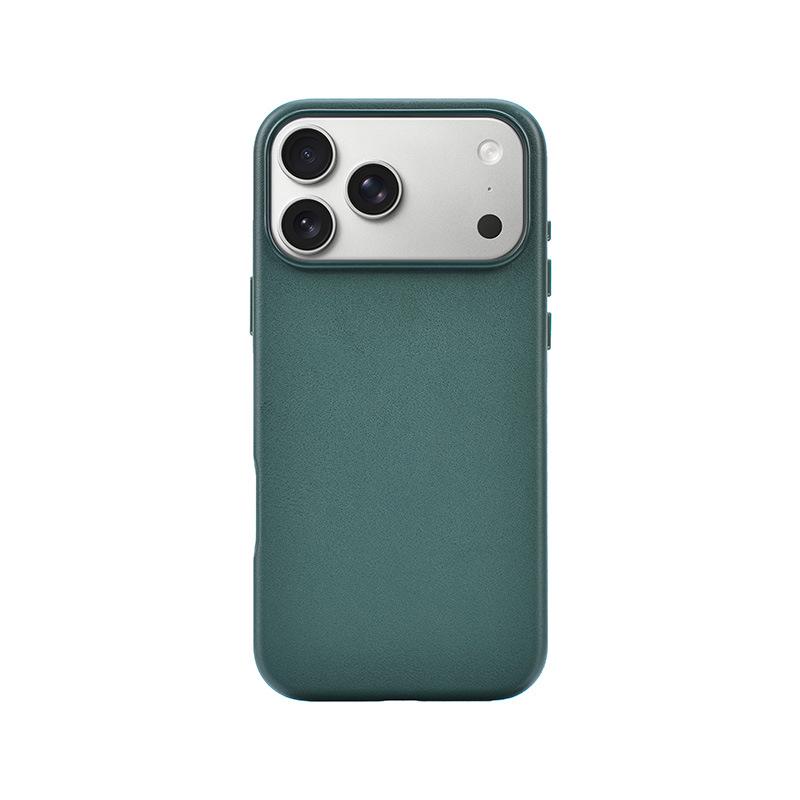 

iPhone 17 Pro Max MagSafe Leather Texture Case - Full Edge Protection Cover iPhone 17 Pro MagSafe зелёный