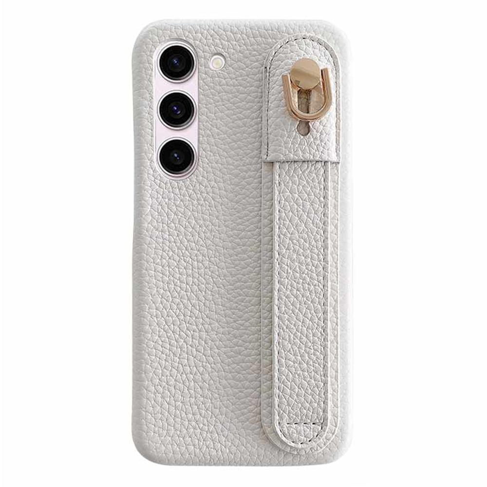 

Чехол для Samsung Galaxy S23+ с браслетом-подставкой из ПУ кожи+ПЭТ White
