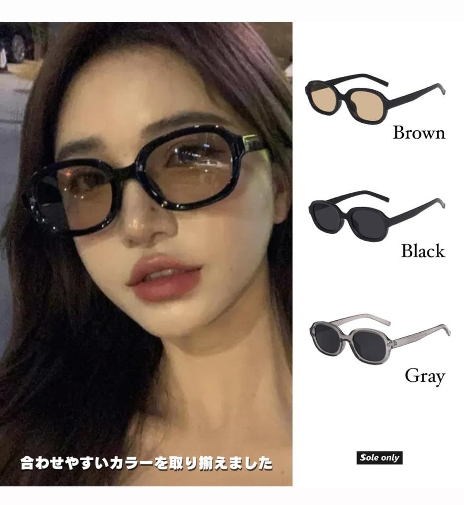 [$ole only] Sole Only Sunglasses, Oval Shape, Brown Lens, Black Lens, Gray, Retro, UV400, Stylish, Trendy Eyewear, Easy to See Through, Suitable for